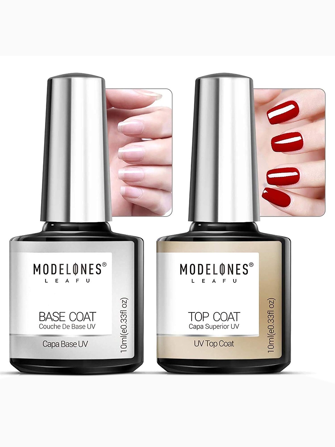 

Modelones Set of 2 Top & Base Coat Gel Nail Polish, White