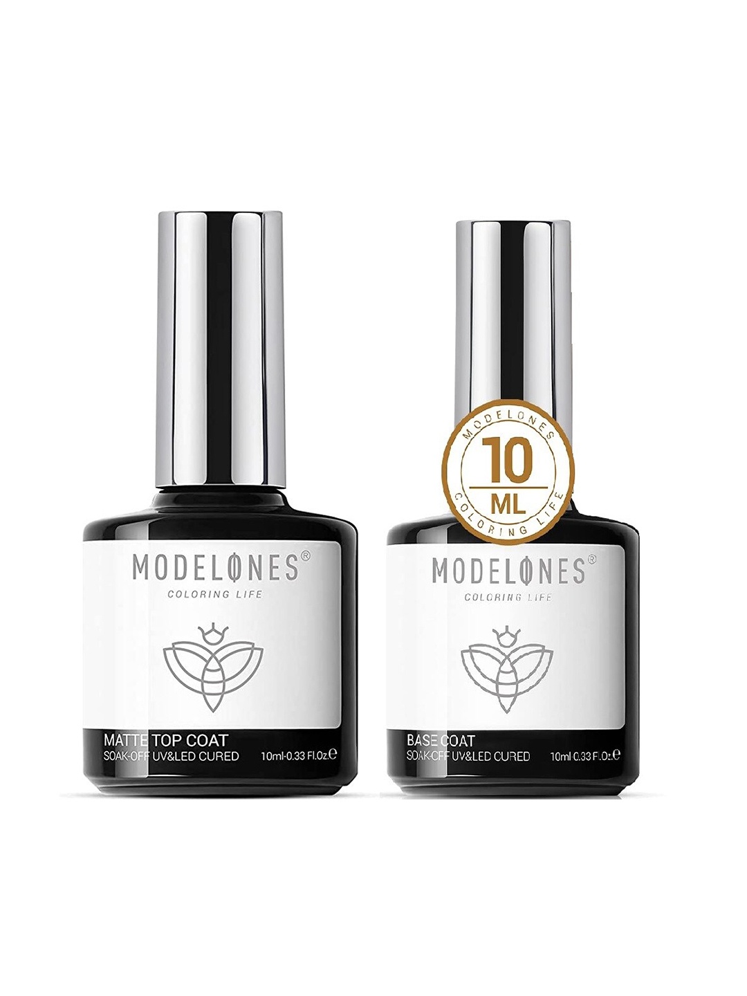 

Modelones Set of 2 Gel Matte Top Coat & Base Coat Nail Polish, White