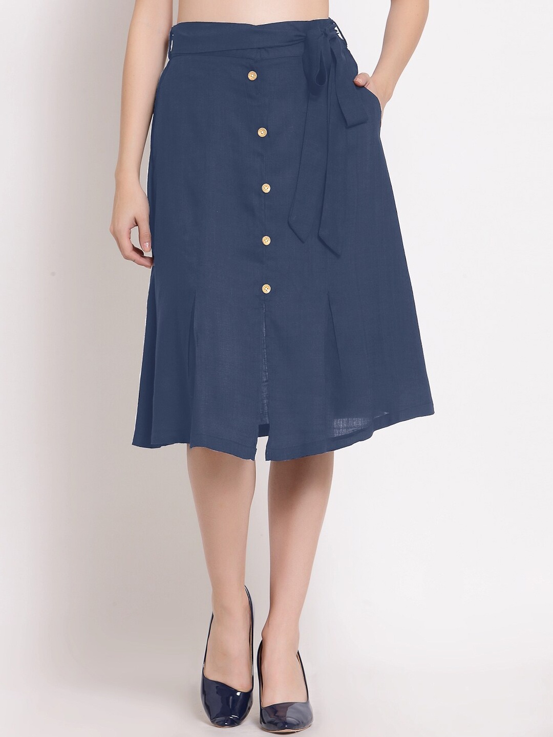 

PATRORNA Women Charcoal Grey A-Line Skirt