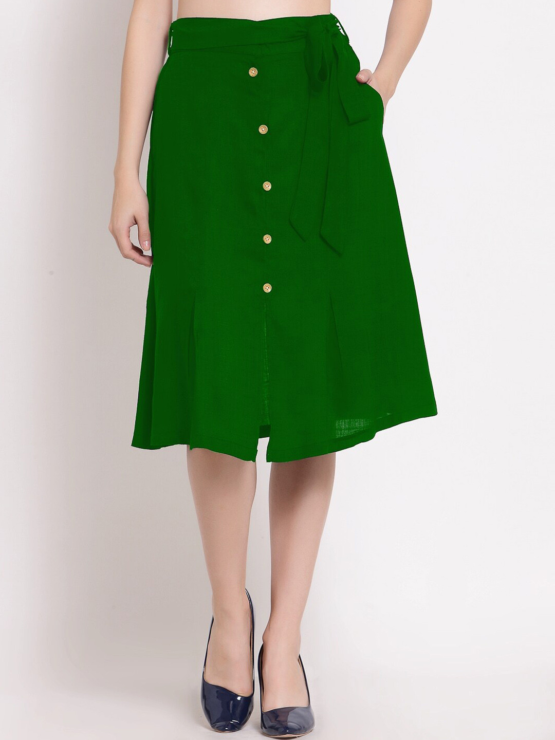 

PATRORNA Women Green Solid A-Line Skirt