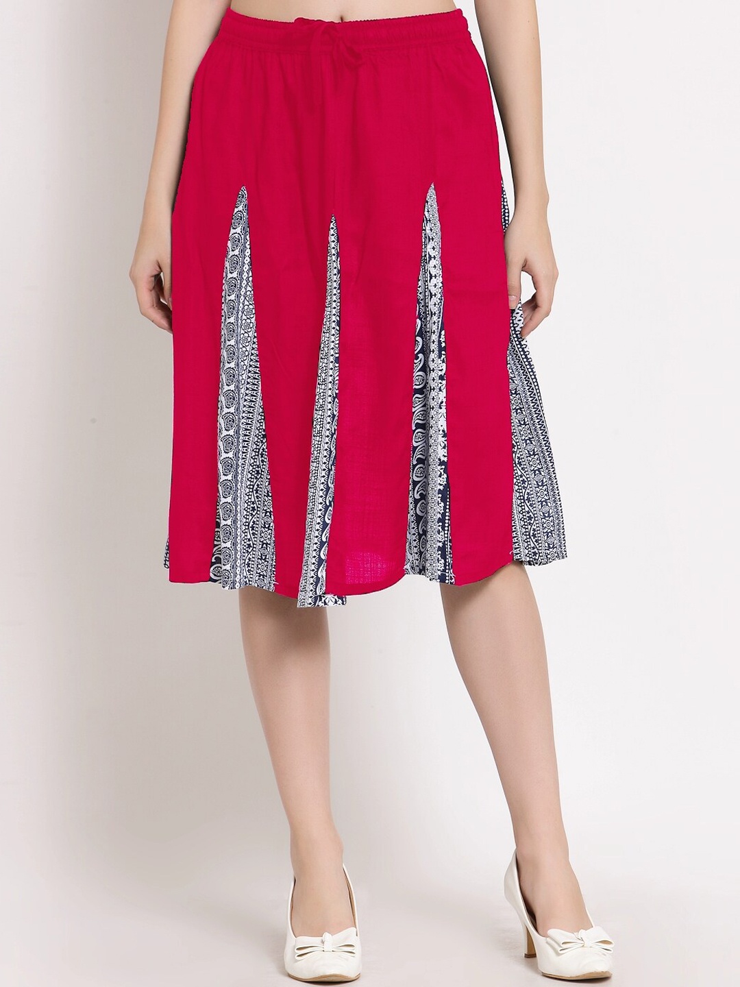 

PATRORNA Women Red Printed Flared Skirt