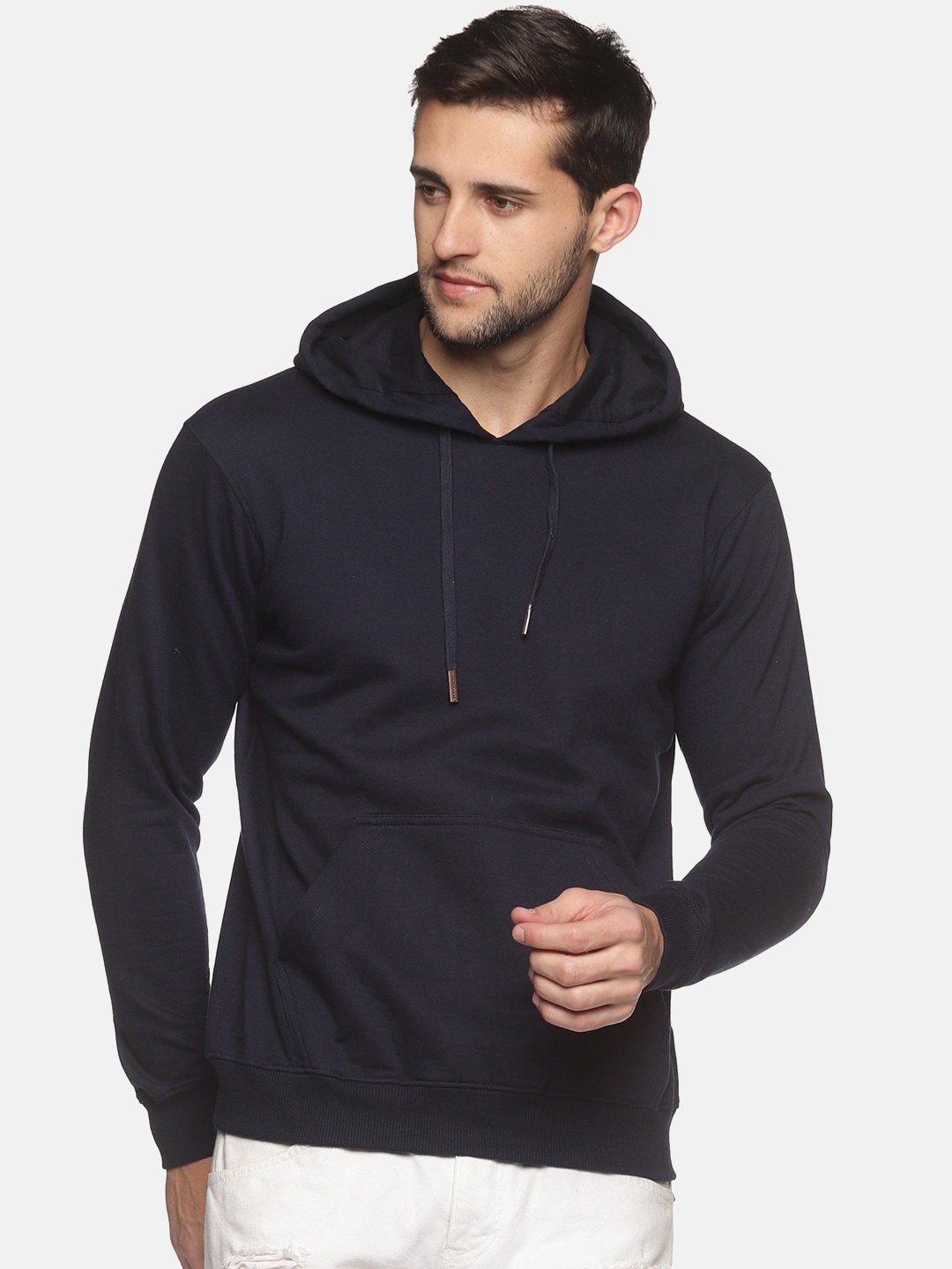 

THE BONTE Men Navy Blue Hooded Sweatshirt