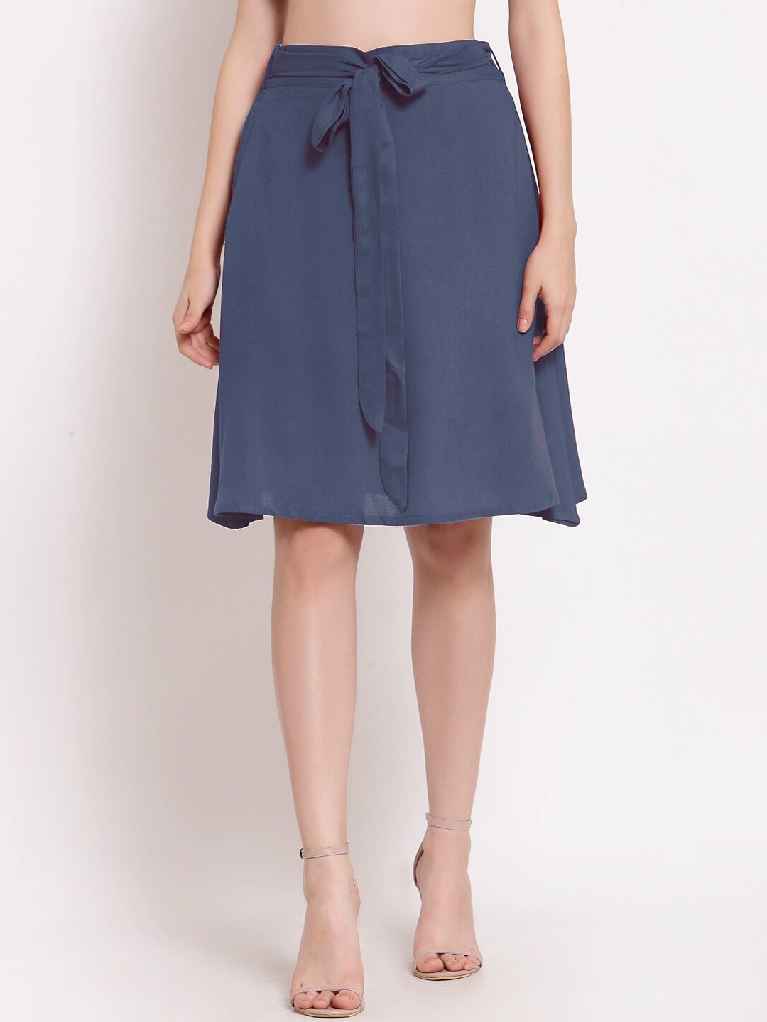 

PATRORNA Charcoal Grey Pleated A-Line Skirt