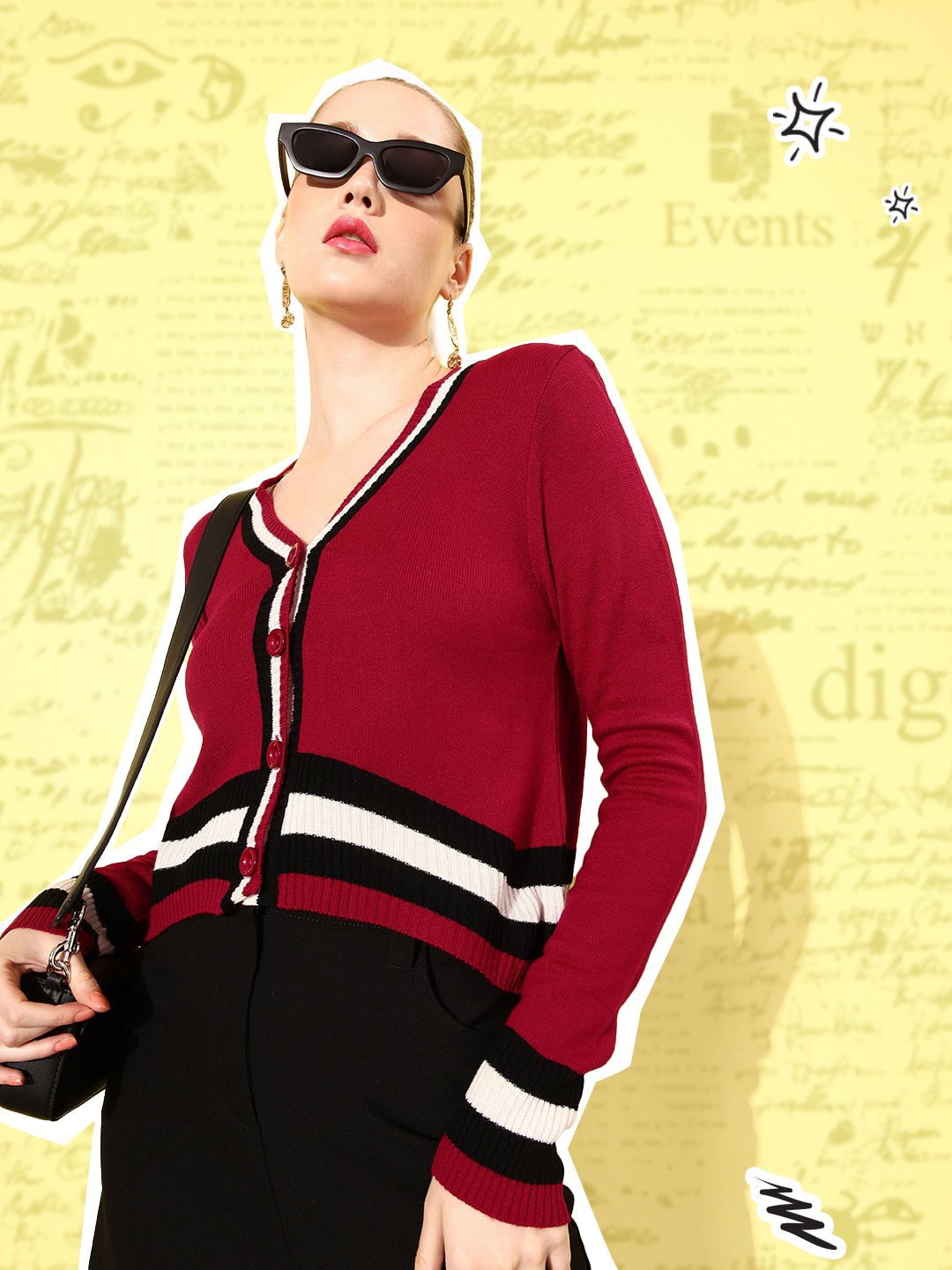 

DressBerry Cherry Red Preppy College Cool Whipped For Varsity Cardigan