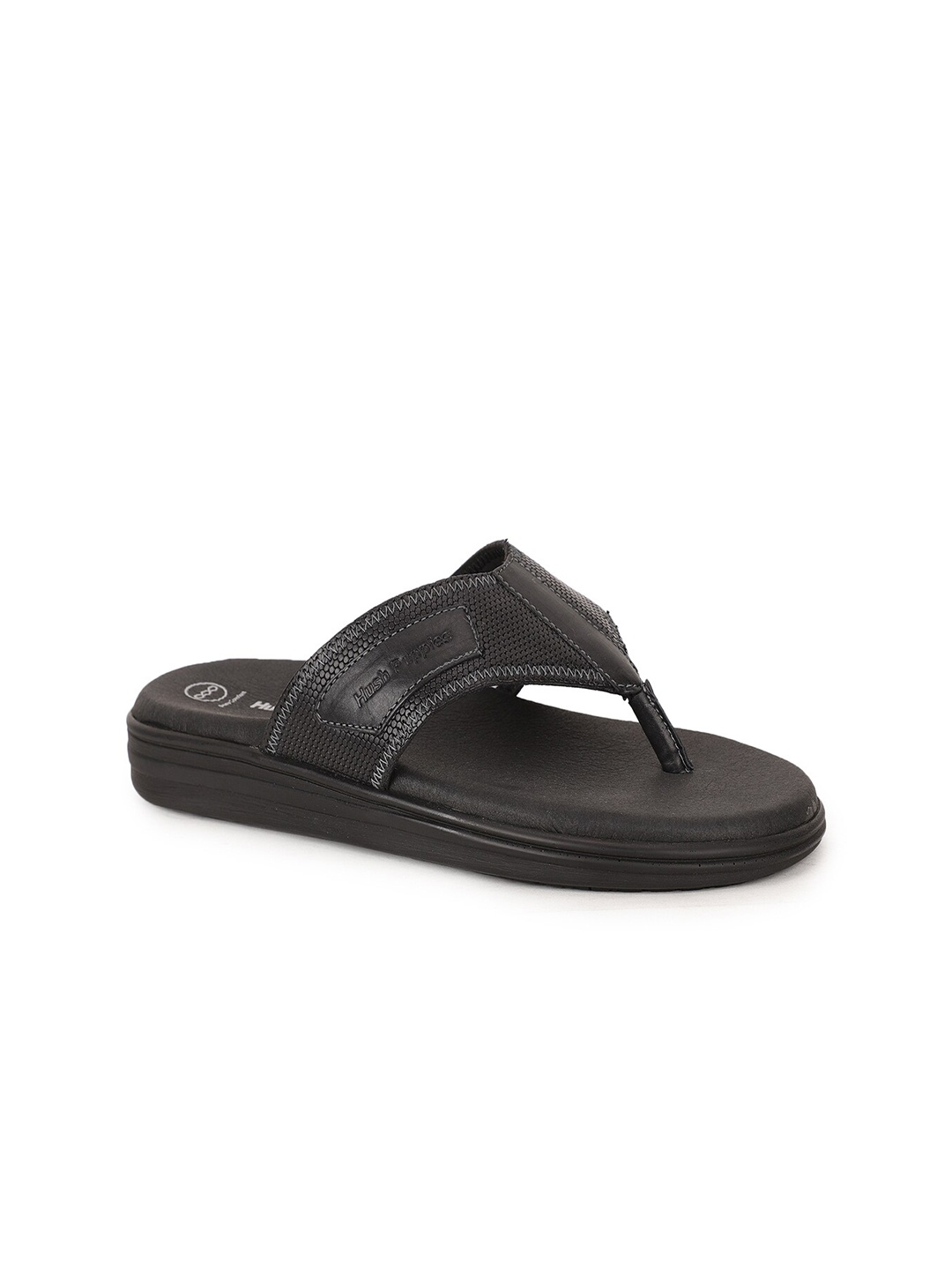 

Hush Puppies Men Black Leather Comfort Sandals