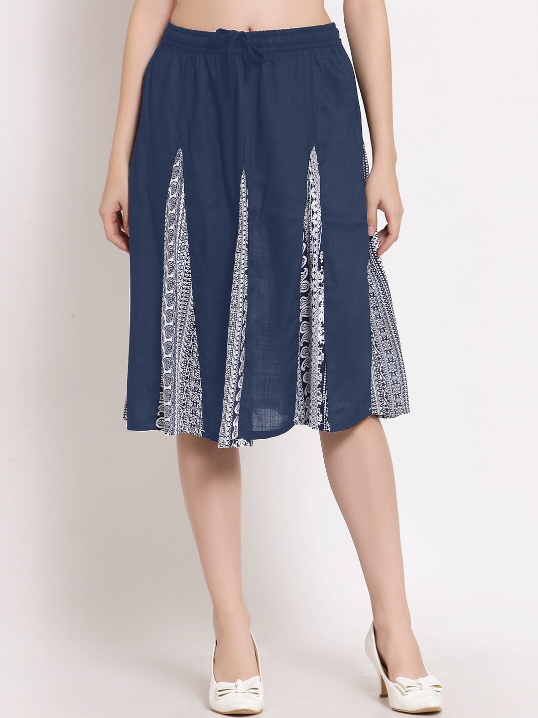 

PATRORNA Women Blue Printed Flared Skirt