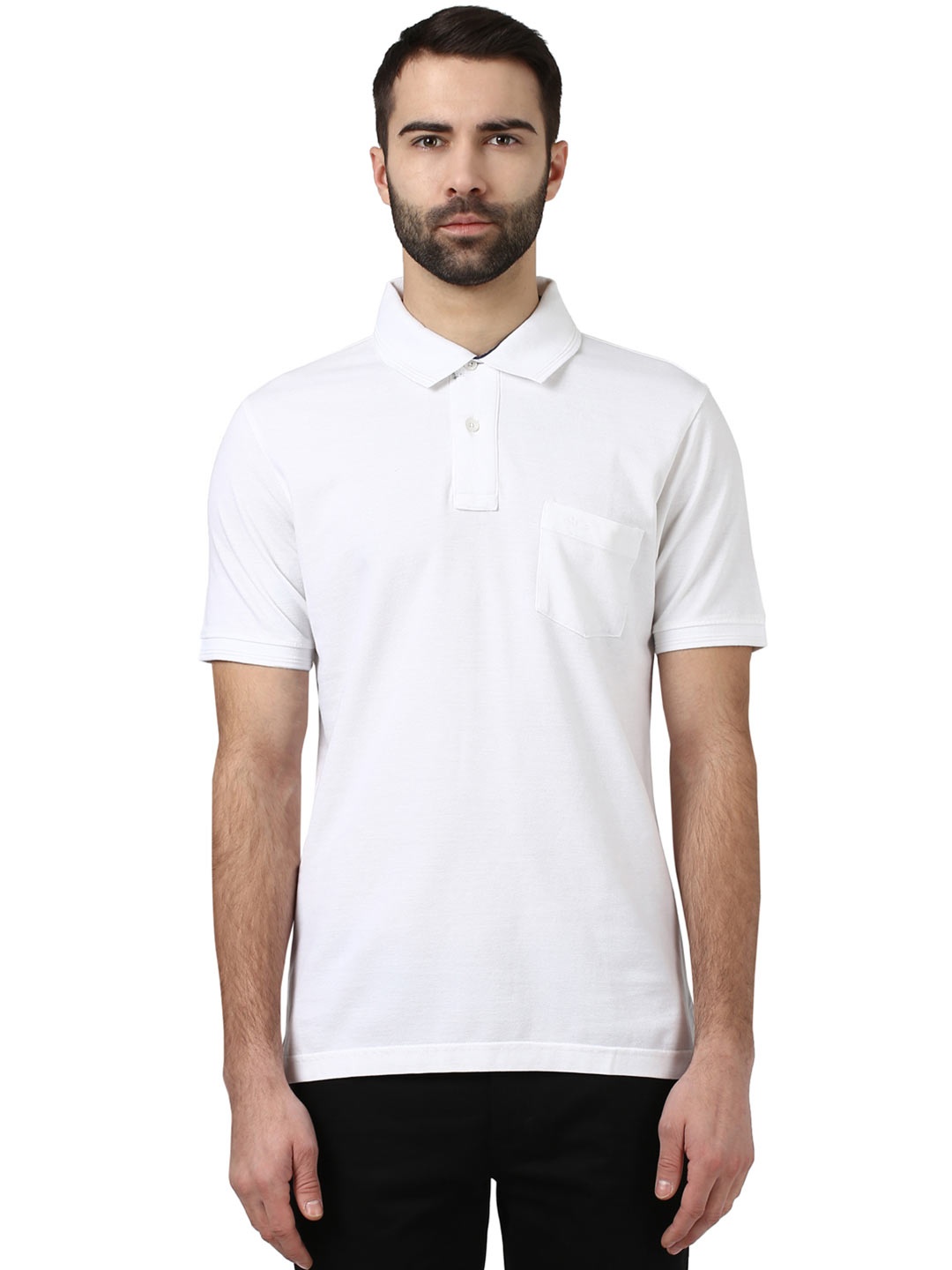 

ColorPlus Men White Tailored Fit Solid Polo T-shirt