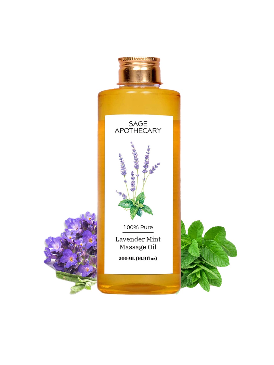 

SAGE APOTHECARY 100% Pure Lavender Mint Massage Oil - 500 ml, Orange