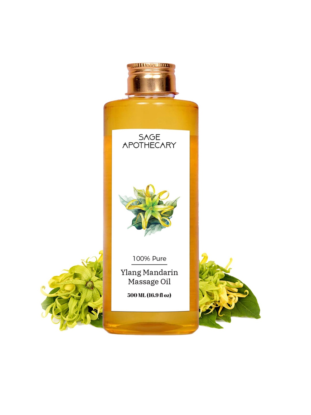 

SAGE APOTHECARY 100% Pure Ylang & Mandarin Massage Oil - 500 ml, Orange