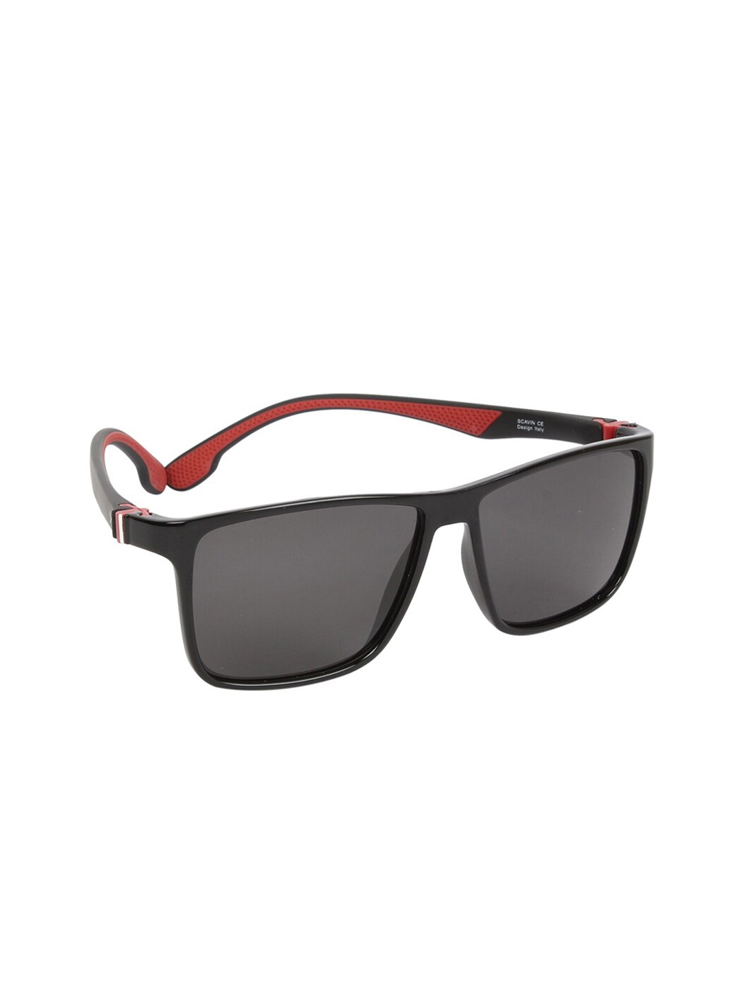 

Scavin Men Grey Lens & Black Square Sunglasses with Polarised Lens