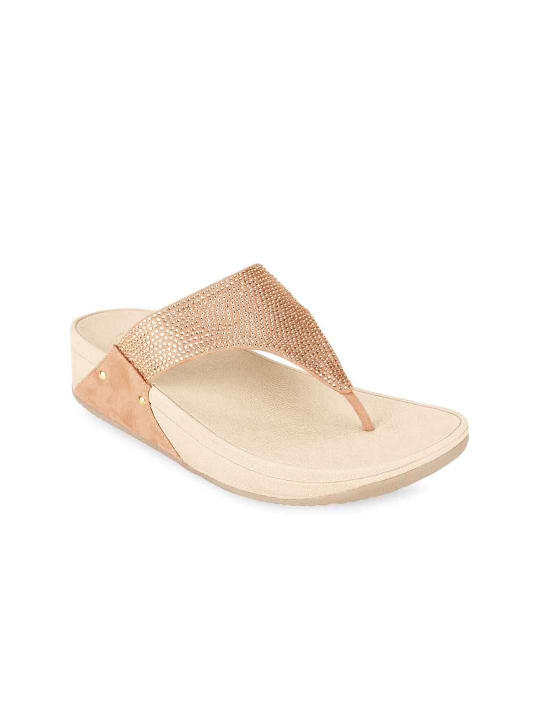 

Rocia Women Rose Gold Embellished Open Toe Flats