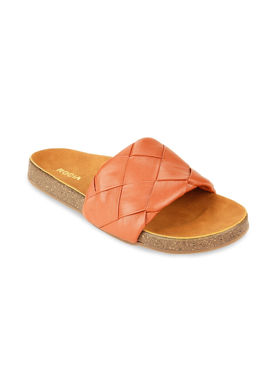 

Rocia Women Tan Brown Woven Design Open Toe Flats