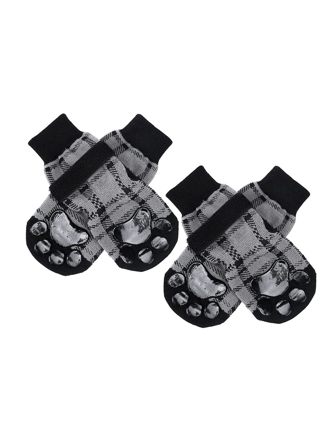 

PAWCHIE Grey & Black Printed Cotton Anti-Slip Pet Socks