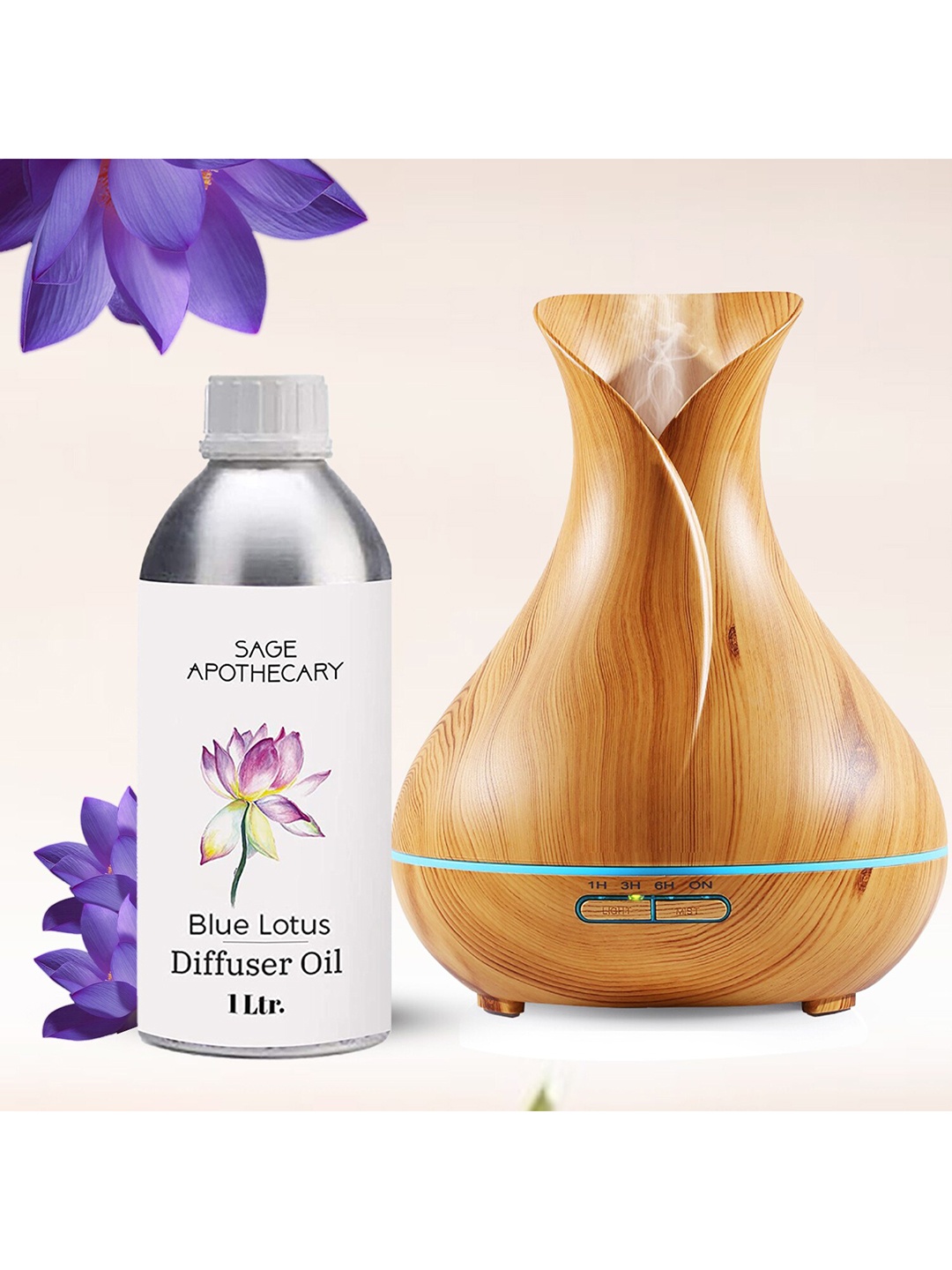 

SAGE APOTHECARY Blue Lotus Diffuser Oil for Anxiety Free Sleep - 1 Litre, White