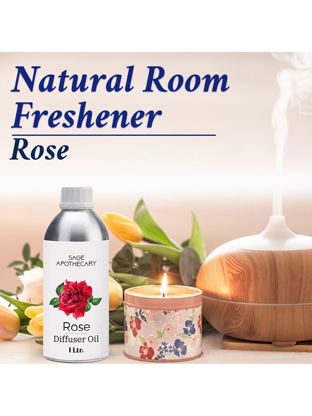 

SAGE APOTHECARY Rose Aroma Diffuser Oil 1000 ml, White