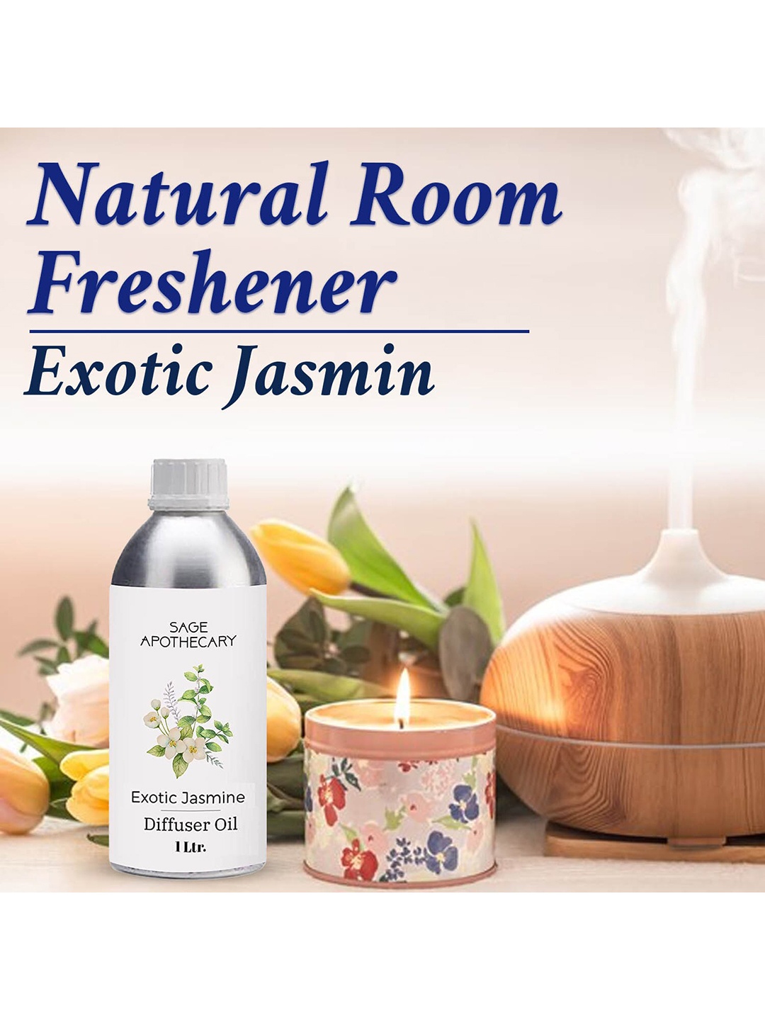 

SAGE APOTHECARY Exotic Jasmine Aroma Diffuser Oil 1000 ml, White