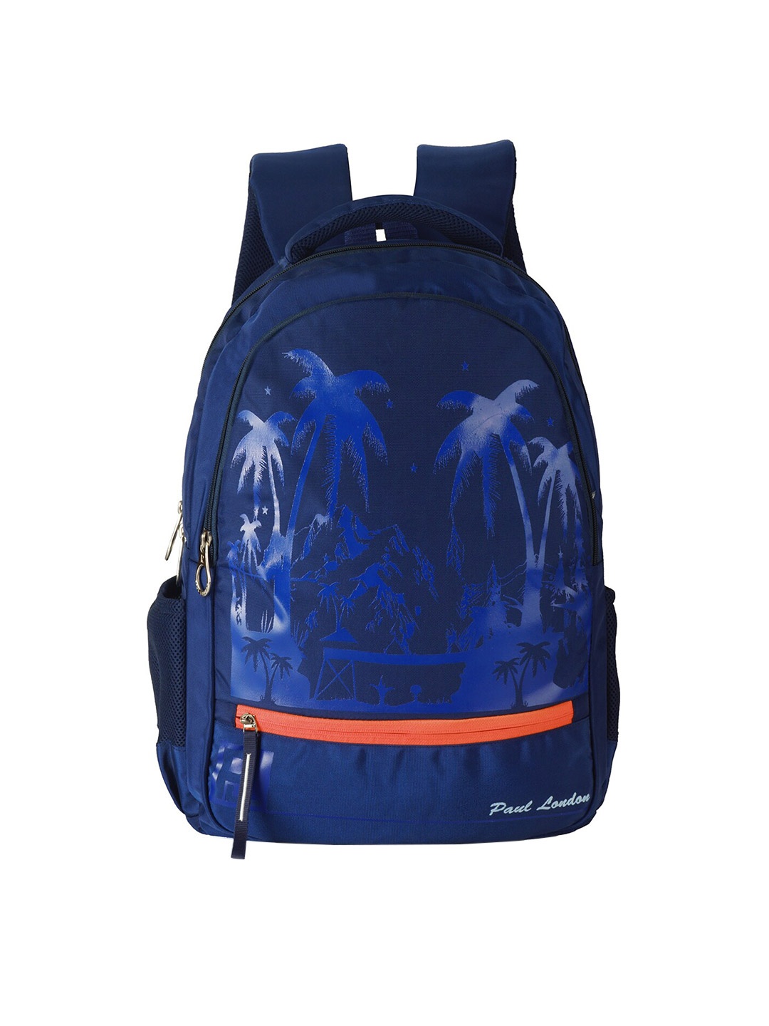 

PAUL LONDON Unisex Navy Blue & Orange Graphic Backpack