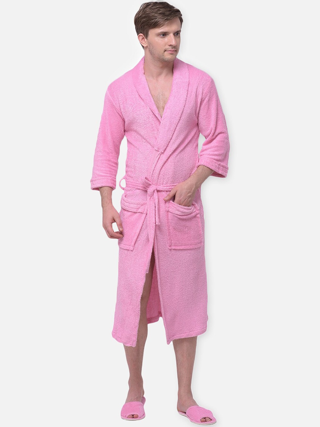 

LacyLook Men Pink Solid Bath Robe
