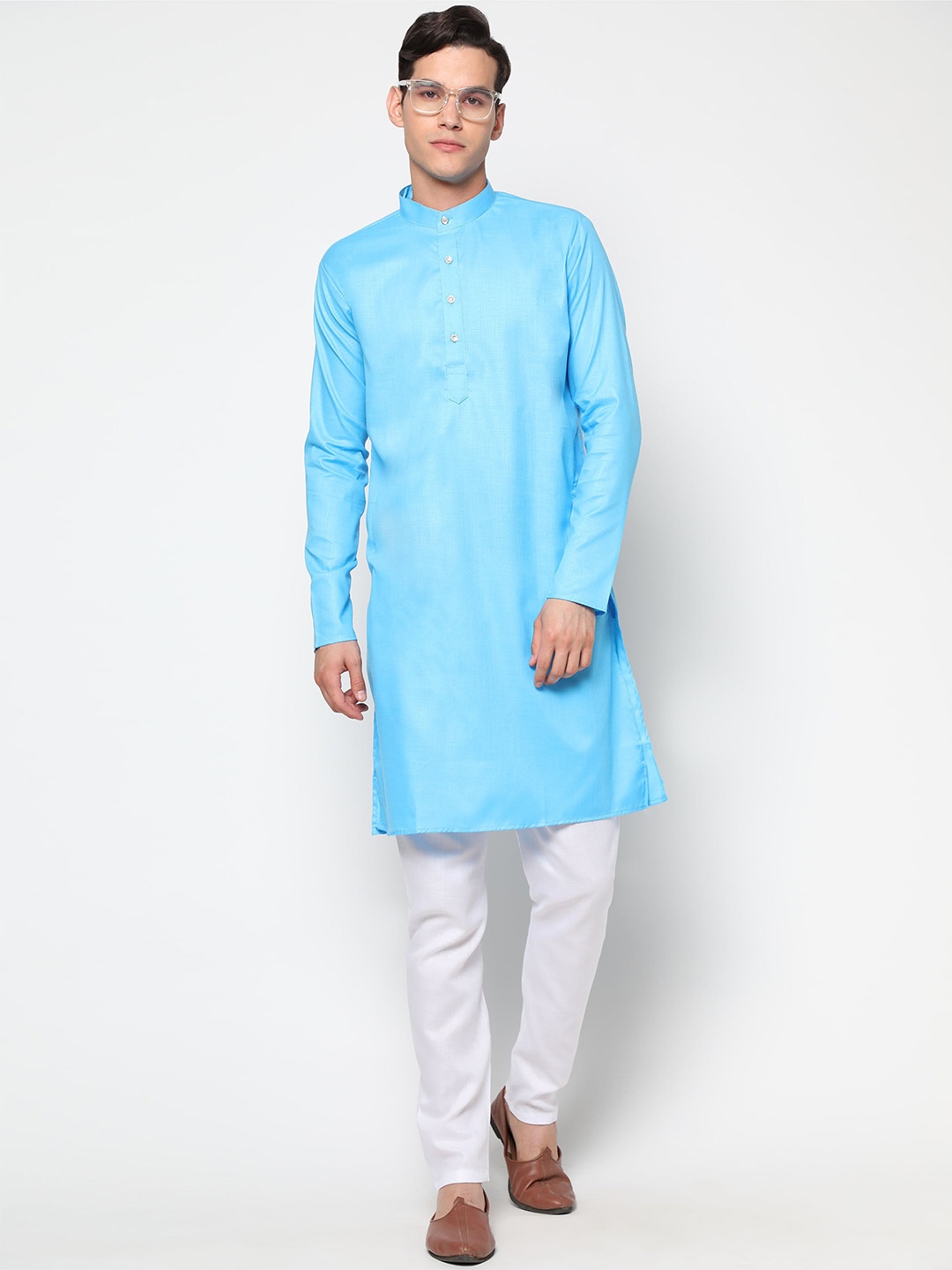 

Tasarika Men Blue Pure Cotton Kurta with Pyjamas