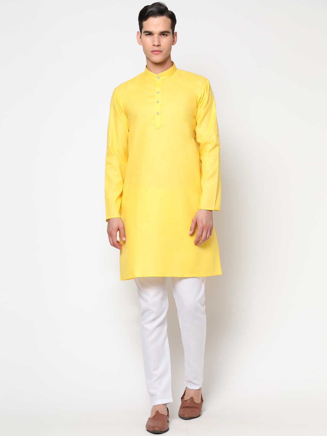 

Tasarika Men Yellow Pure Cotton Kurta with Pyjamas