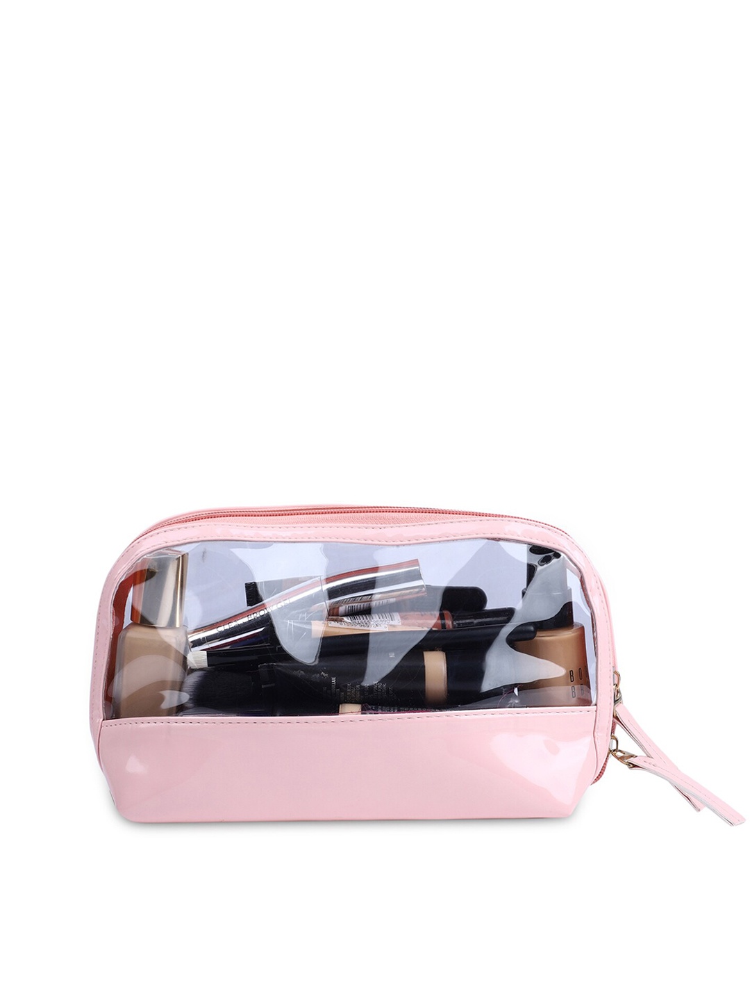 

NFI essentials Women Pink & Transparent Solid Makeup Pouch