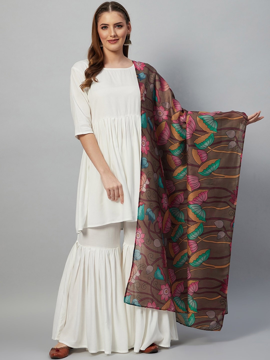 

InWeave Women White Kurti with Sharara