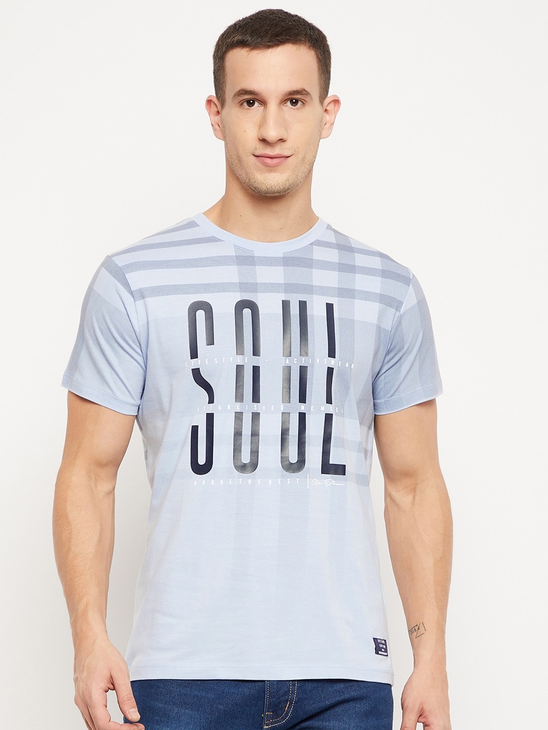

Octave Men Blue Typography Printed Pure Cotton T-shirt