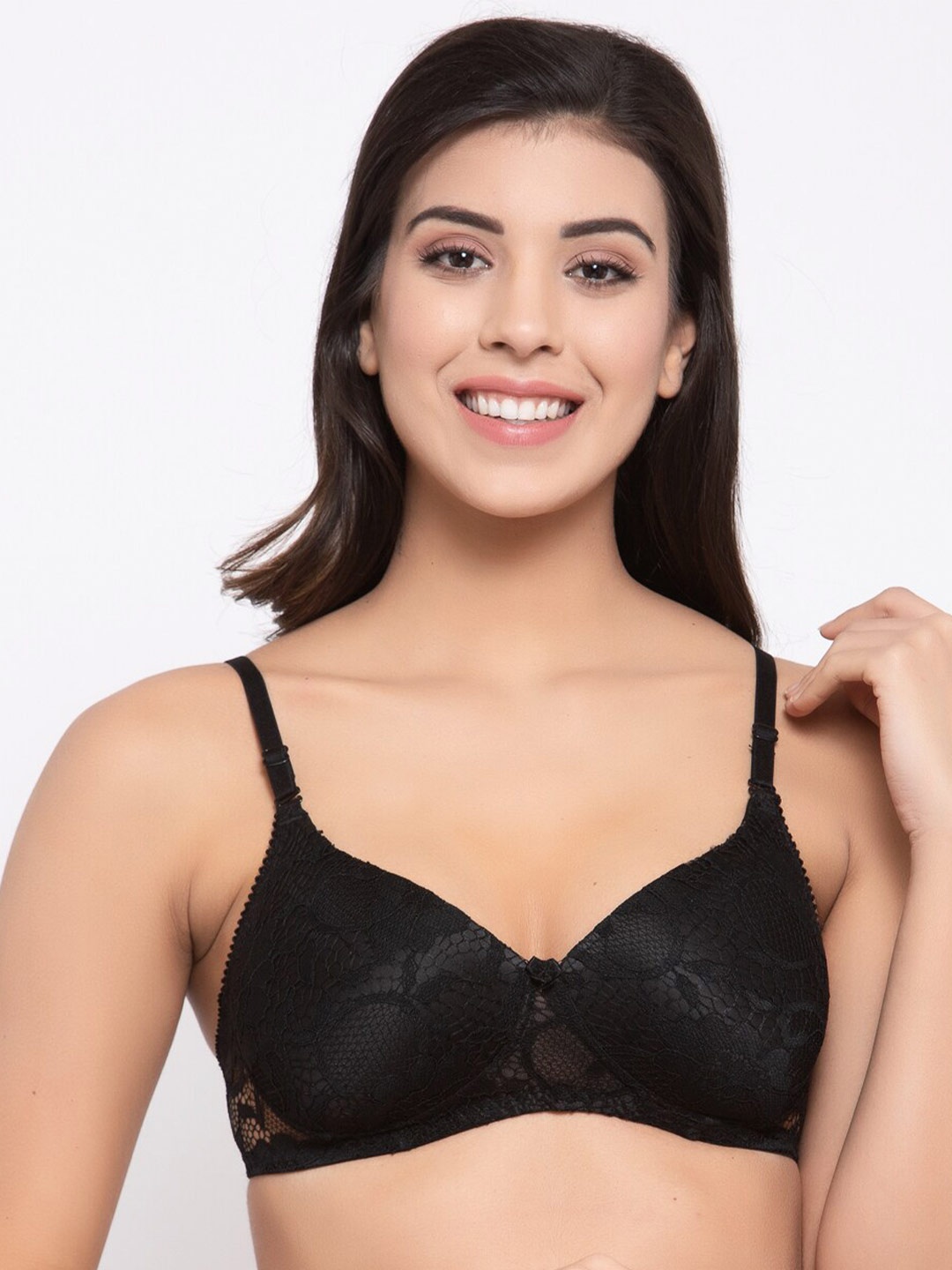

Prag & Co Black Floral Lace Bra - Lightly Padded