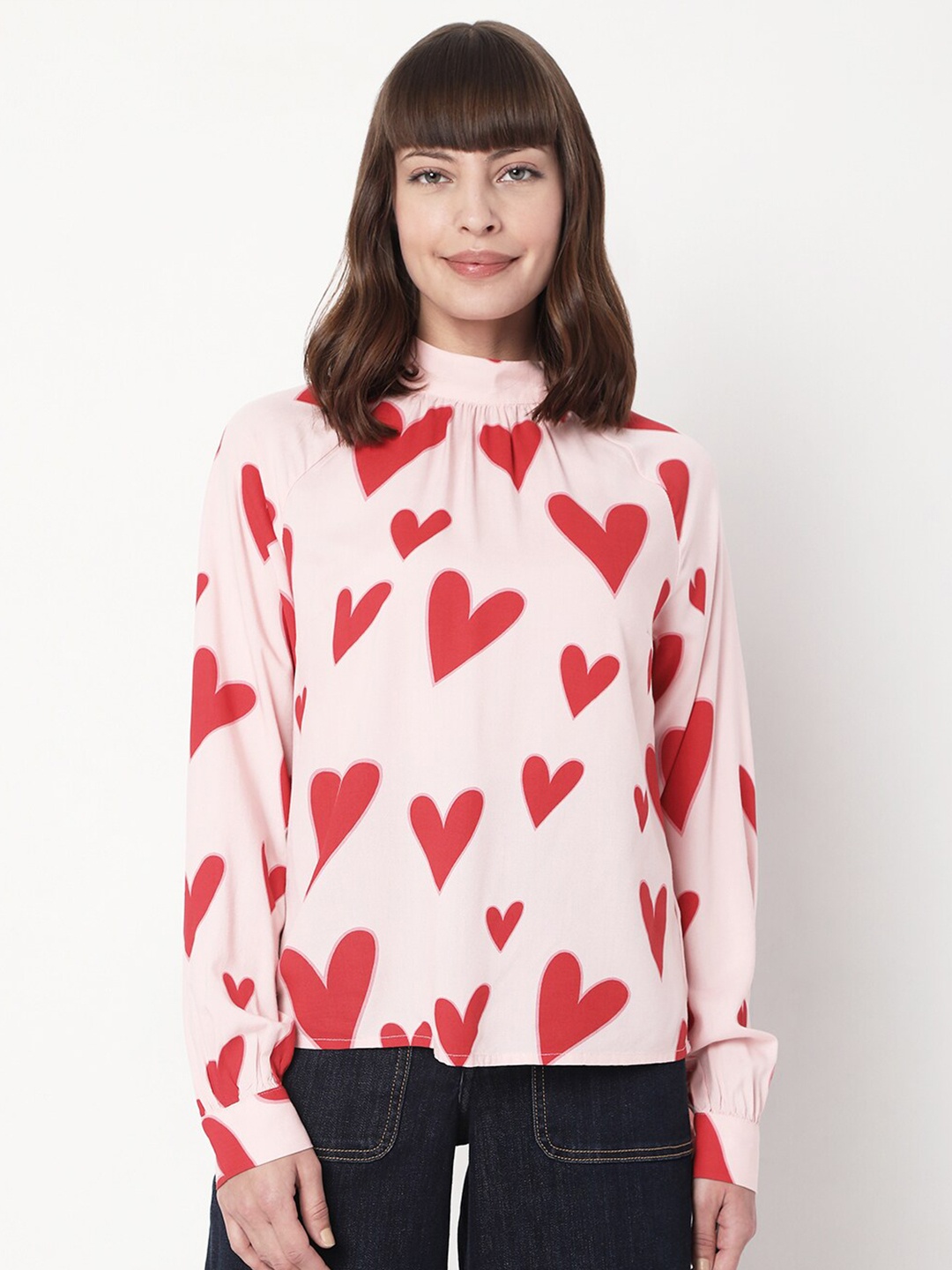 

Vero Moda Pink Print Cuffed Sleeves Top