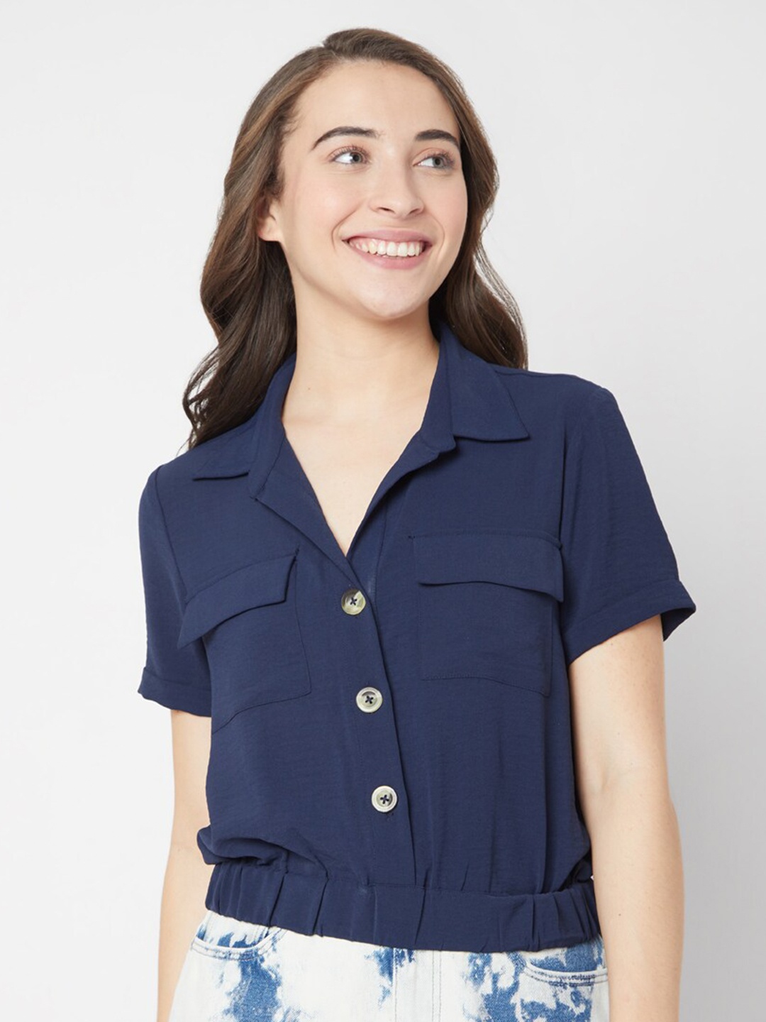 

Vero Moda Women Blue Shirt Style Top