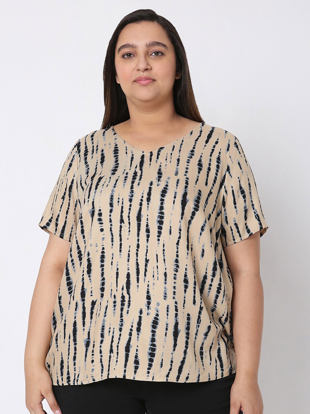 

VERO MODA CURVE Women Beige Tie and Dye Top