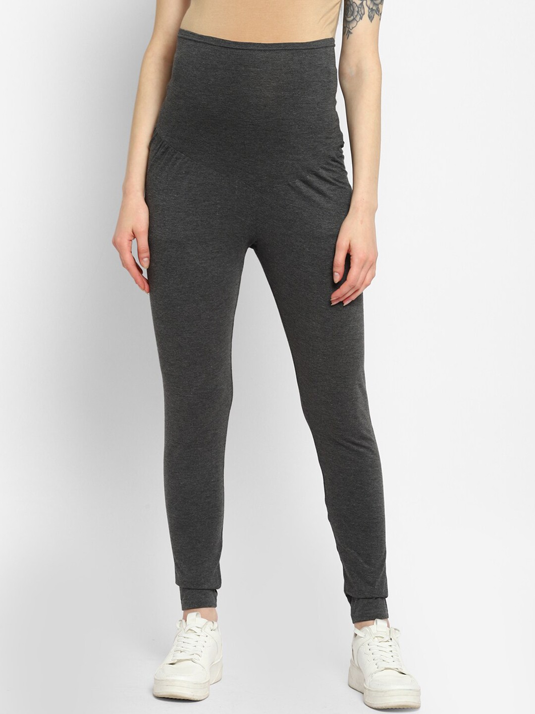 

Momsoon Maternity Women Grey Solid Maternity Leggings