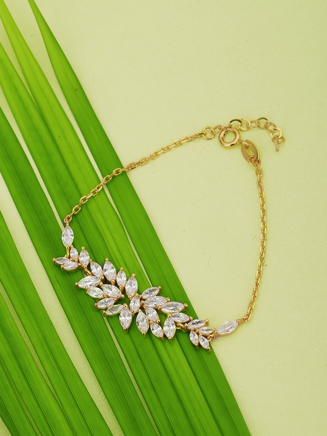 

Carlton London Women Gold-Plated Cubic Zirconia Studded Link Bracelet
