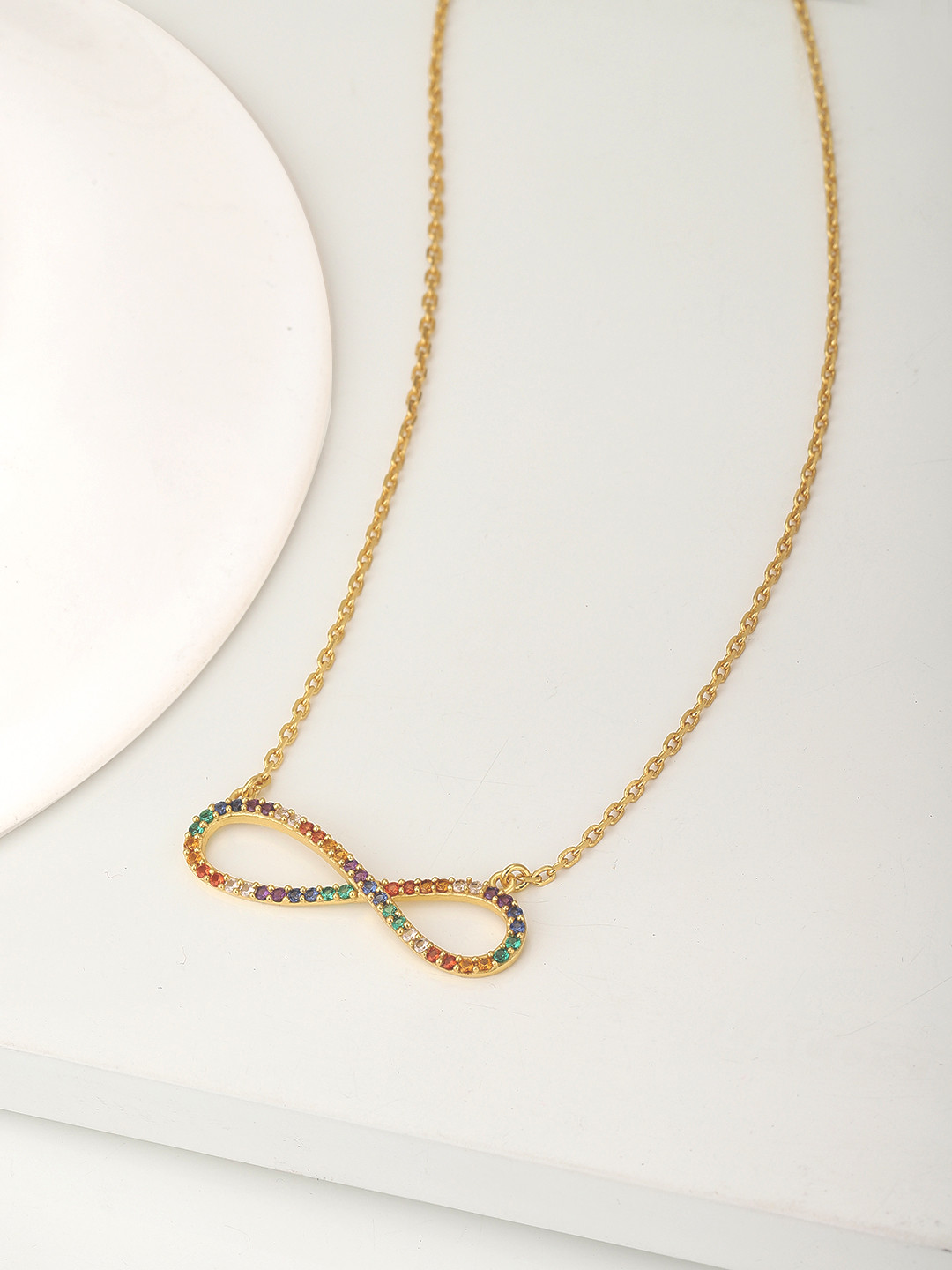 

Carlton London Multicoloured Gold-Plated Amethyst Studded Link Necklace, Multi