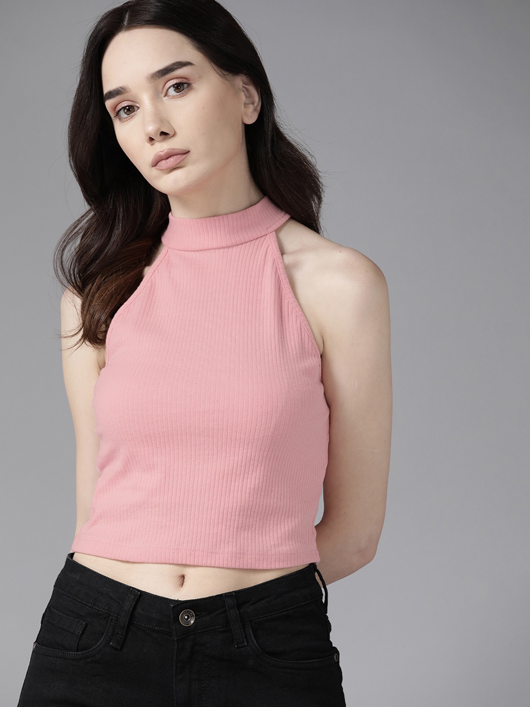 

Roadster Pink Tube Crop Top