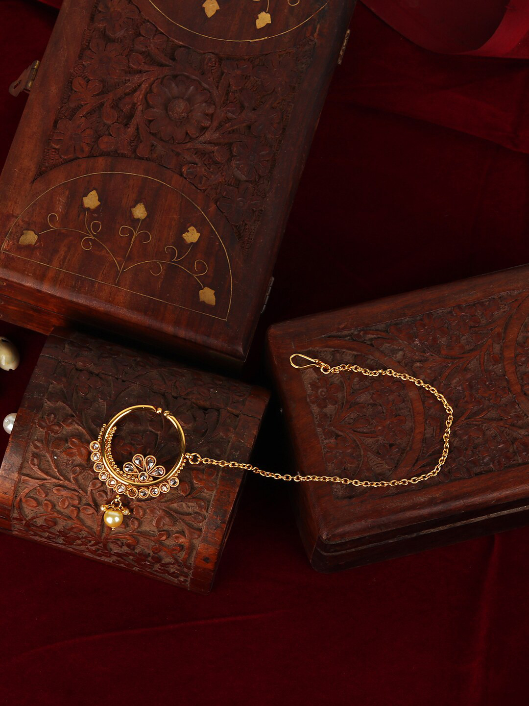 

Anikas Creation Gold-Plated Stone Studded Circular Bridal Nath