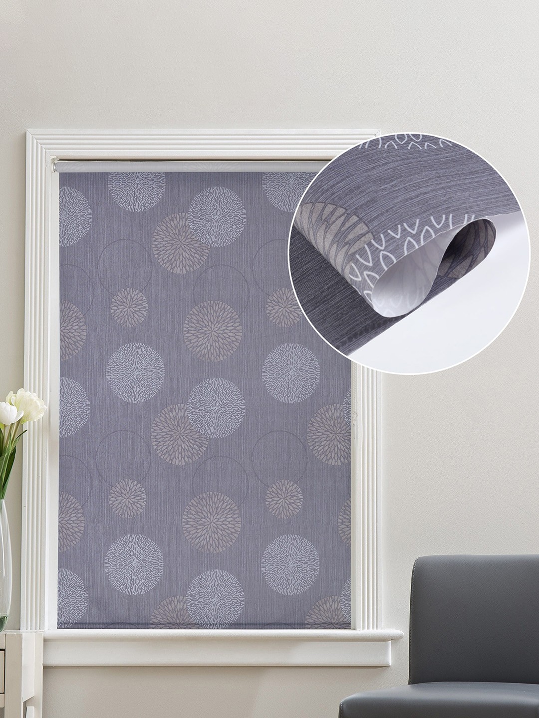 

Deco Window Grey Floral Room Darkening Window Blinds