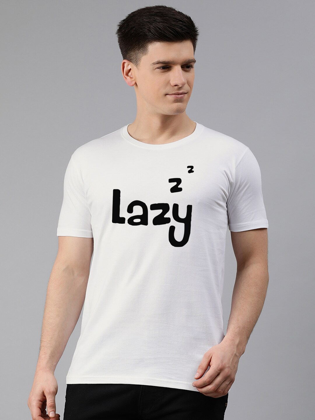 

UNSULLY Men White Typography Printed Cotton T-shirt
