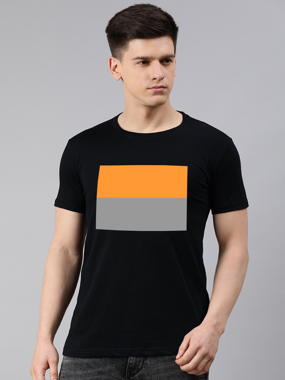 UNSULLY Men Black Printed Cotton T-shirt