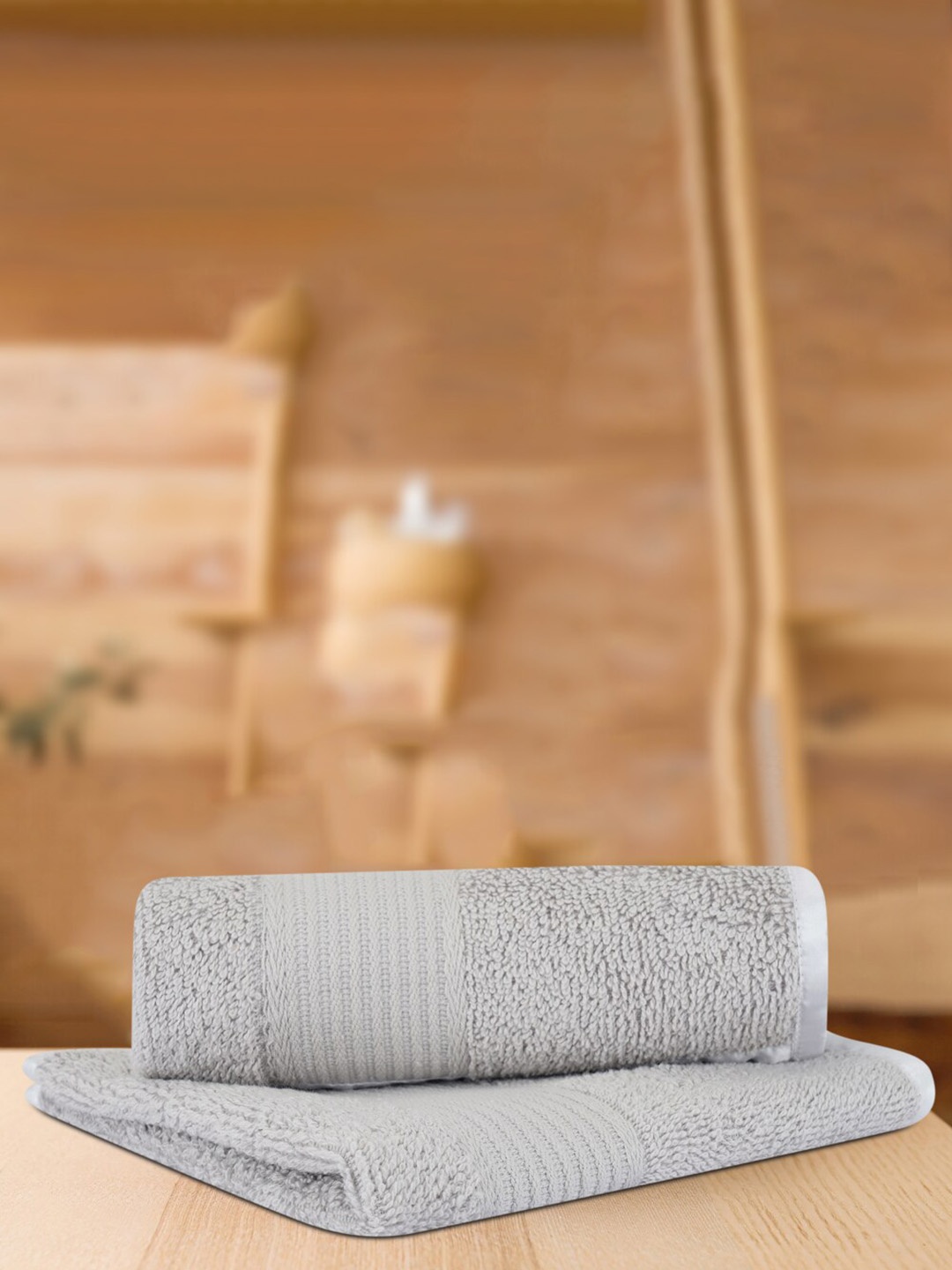 

LUSH & BEYOND Set Of 2 Grey Solid 500 GSM Pure Cotton Face Towels