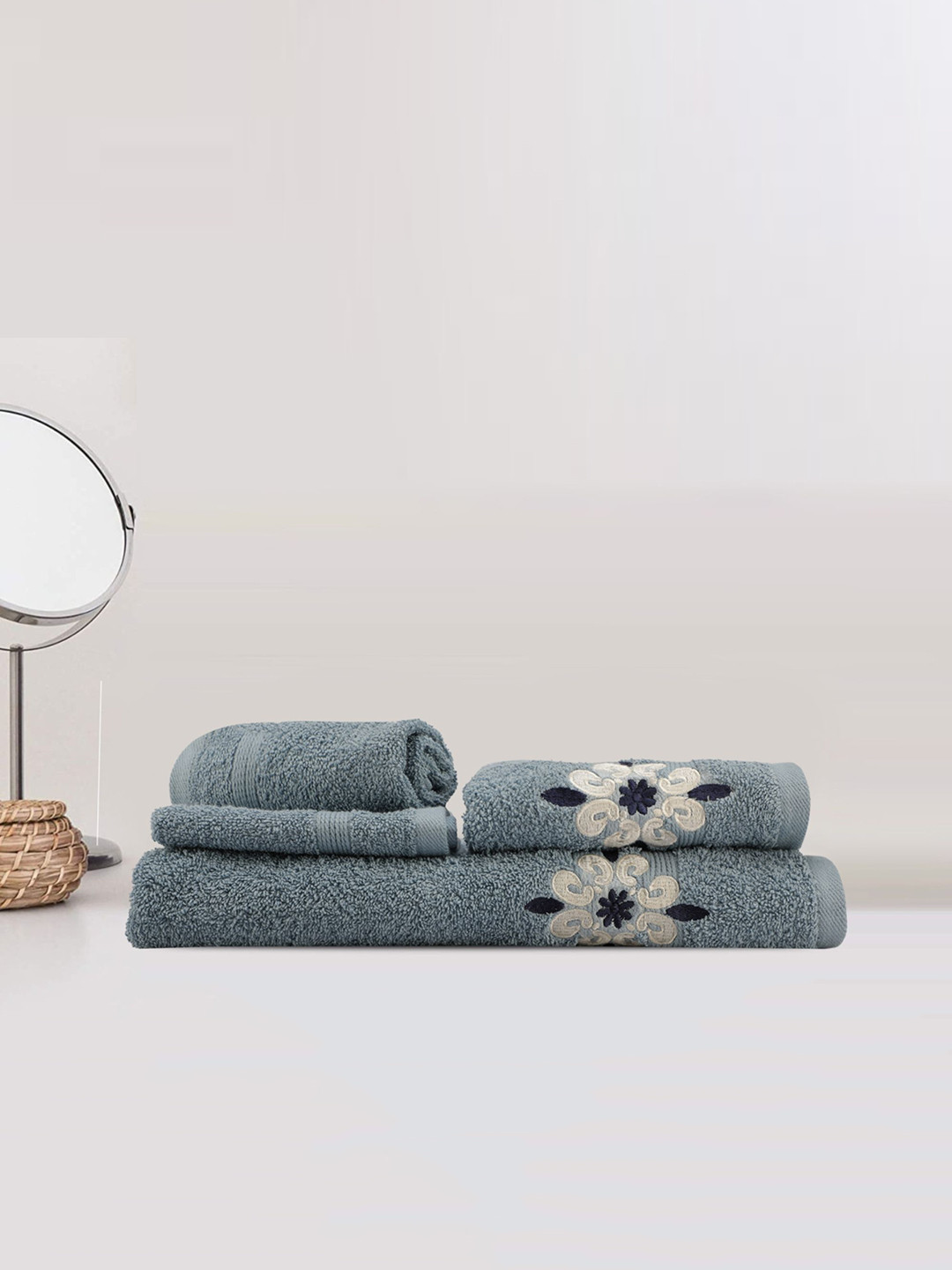 

LUSH & BEYOND Blue Set of 4 Pure Cotton 500 GSM Hand Towels