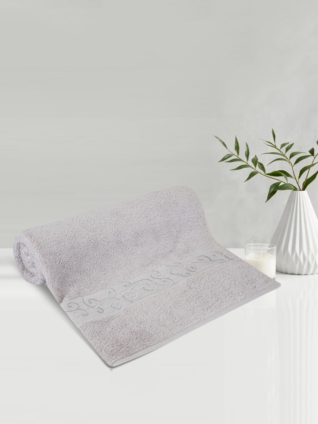 

LUSH & BEYOND Grey Solid Pure Cotton 500 GSM Bath Towel