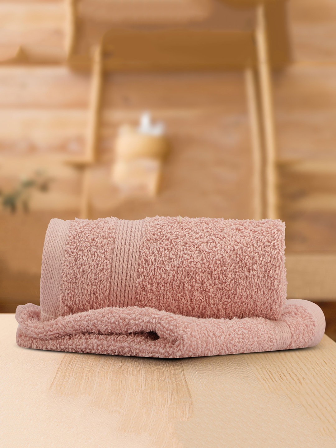 

LUSH & BEYOND Set of 2 Peach Solid Pure Cotton 500 GSM Face Towel