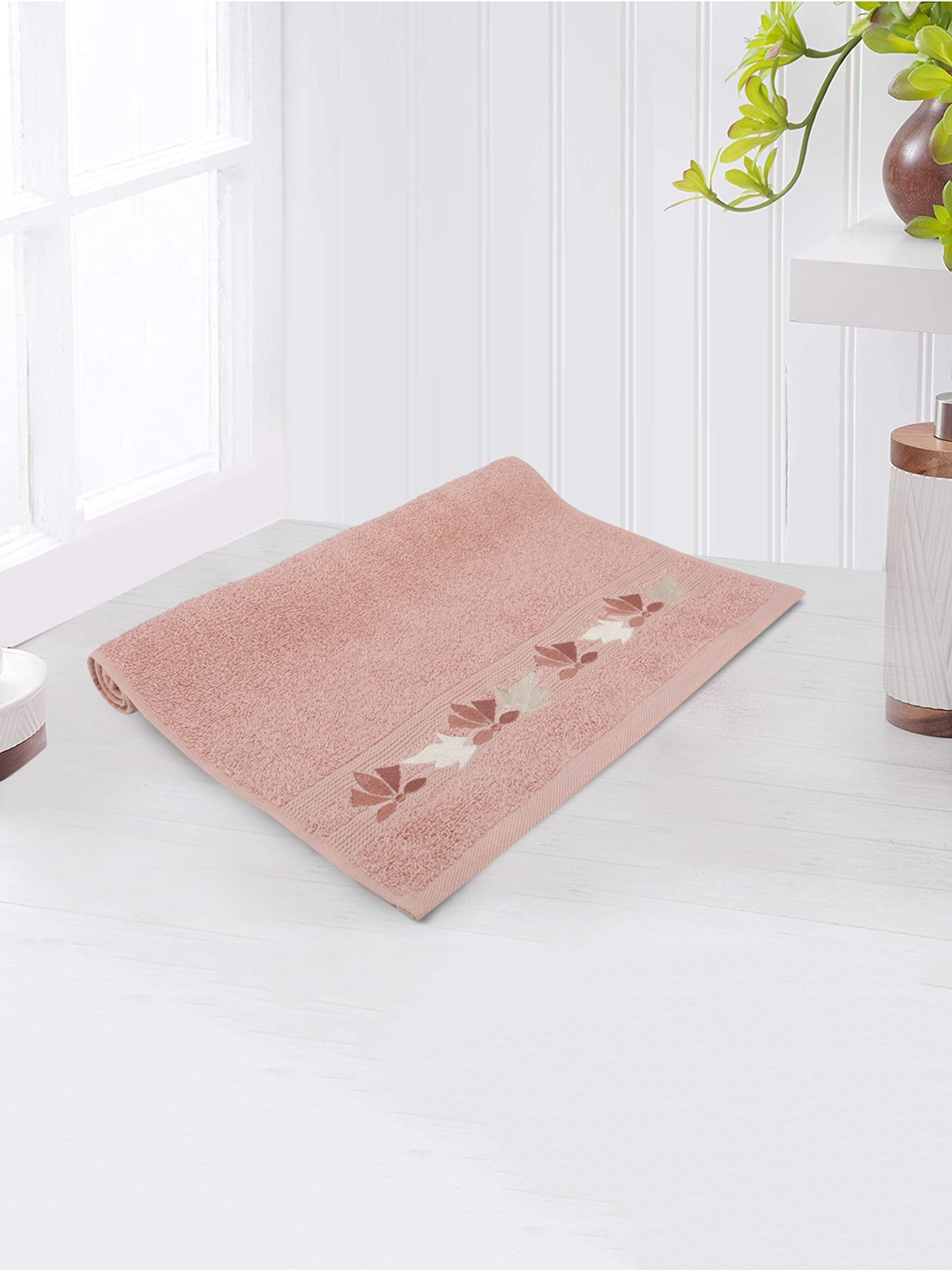 

LUSH & BEYOND Peach-Coloured Solid Pure Cotton 500 GSM Hand Towels