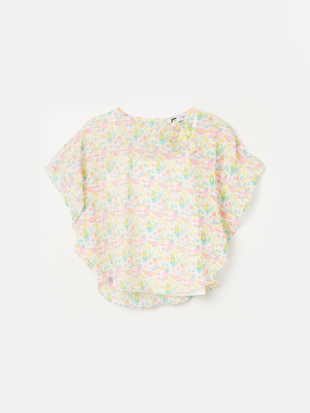 

Fame Forever by Lifestyle White Floral Print Sheer Cape Top