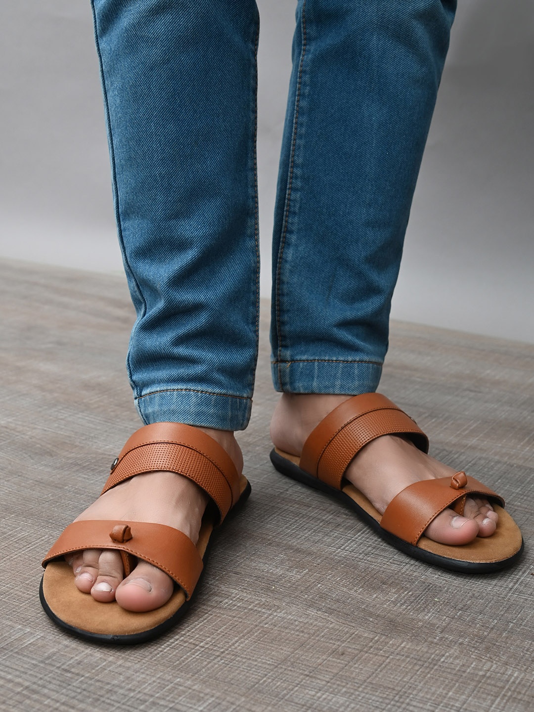 

El Paso Men Tan Brown Comfort Sandals