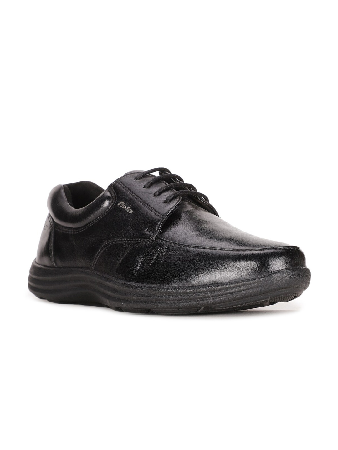 

Bata Men Black Solid Leather Formal Derbys