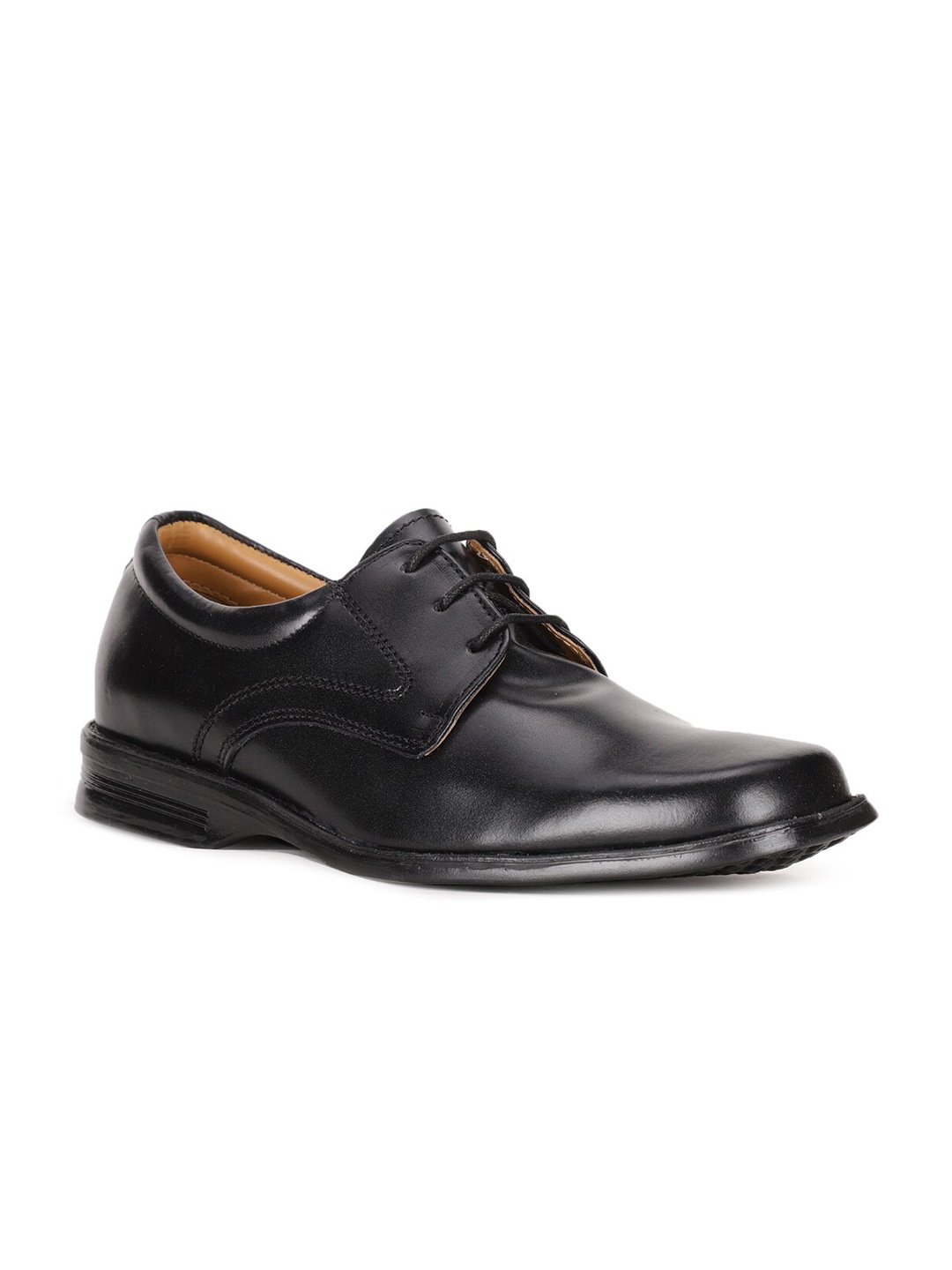 

Bata Men Black Solid Leather Formal Derbys