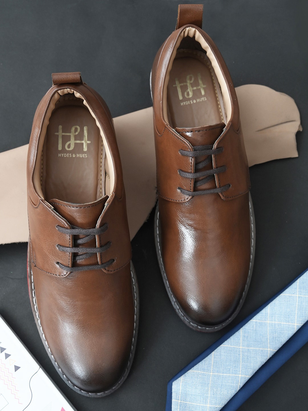 

Hydes N Hues Men Brown Solid Formal Derbys