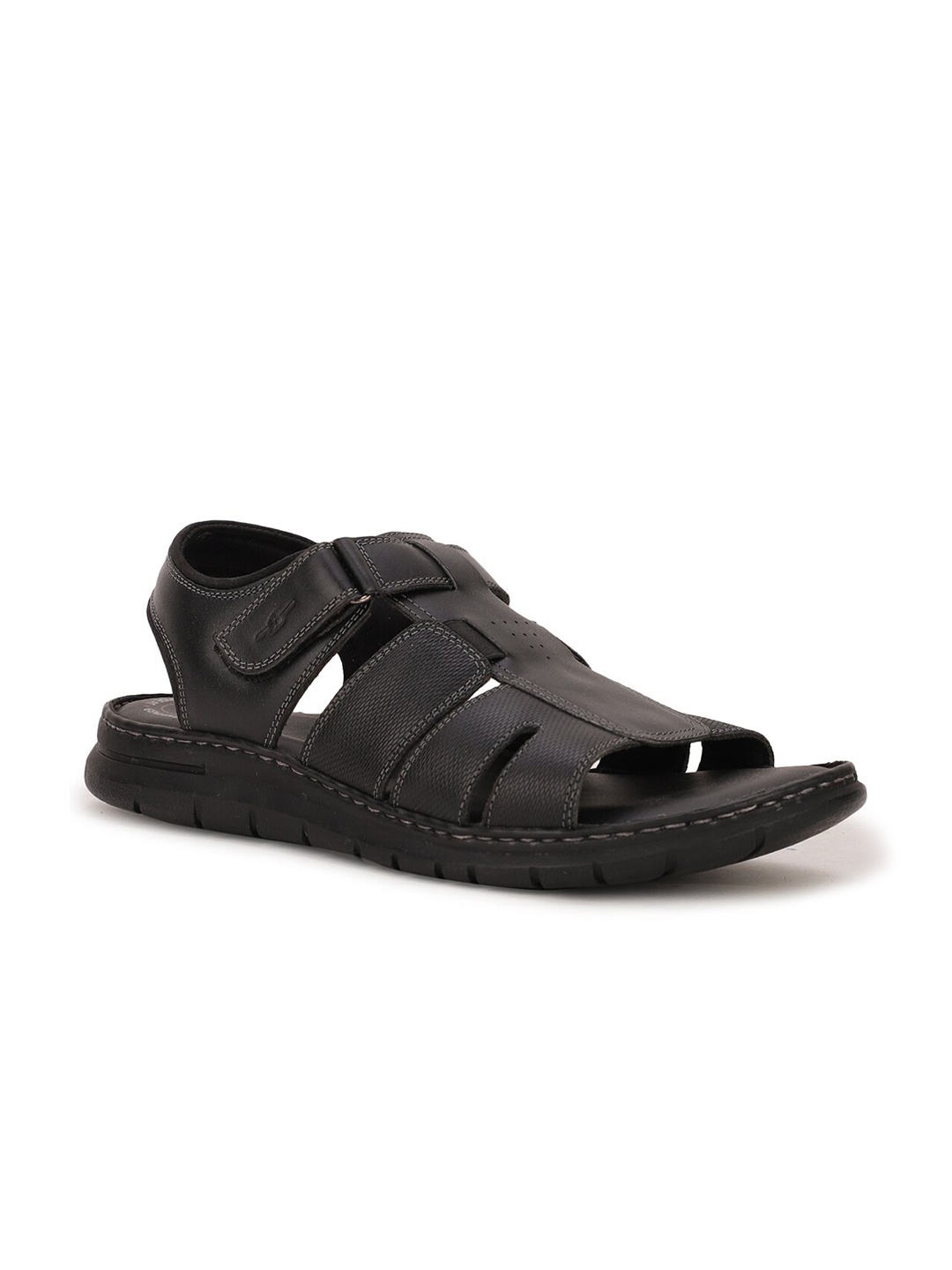 

Bata Men Black Leather Fisherman Sandals